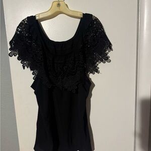 Elegant Black Lace Women's Top